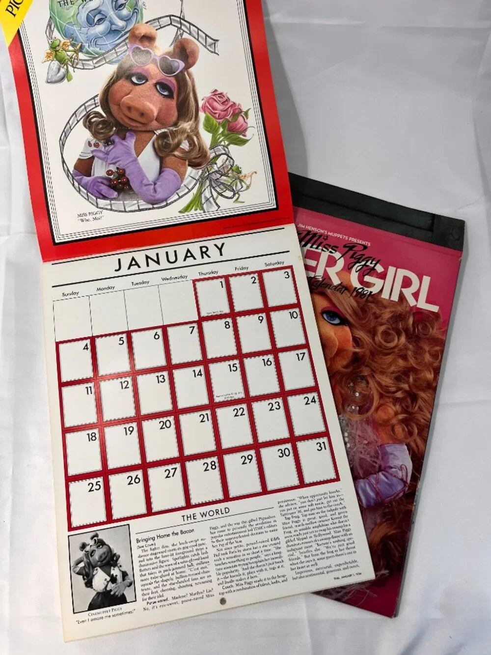 RARE Vintage 1981 Muppets MISS PIGGY Cover Girl Fantasy Calendar in Folder Cover